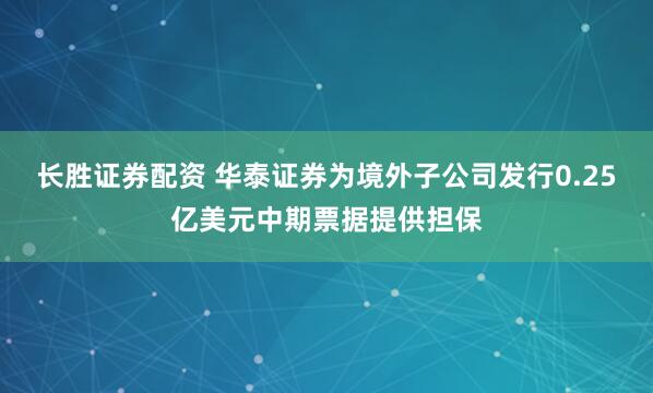 长胜证券配资 华泰证券为境外子公司发行0.25亿美元中期票据提供担保