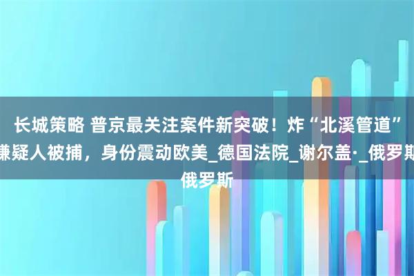 长城策略 普京最关注案件新突破！炸“北溪管道”嫌疑人被捕，身份震动欧美_德国法院_谢尔盖·_俄罗斯