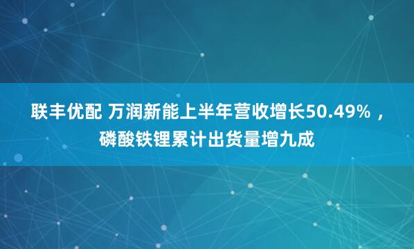 联丰优配 万润新能上半年营收增长50.49% ，磷酸铁锂累计出货量增九成